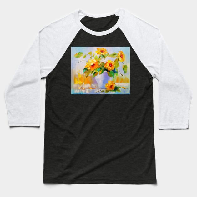 Bouquet of yellow flowers Baseball T-Shirt by OLHADARCHUKART